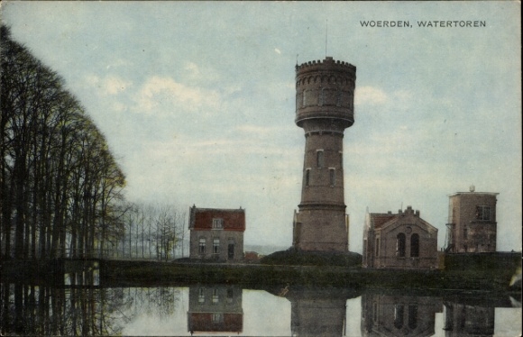 Postcard Woerden Utrecht Netherlands, water tower