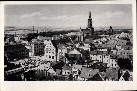 Postcard Greifswald Mecklenburg Vorpommern, market, Nicolaikirche
