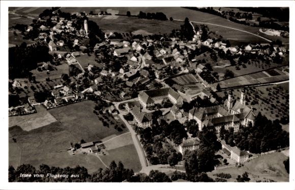 Postcard Irsee in Ostallgäu, aerial photograph