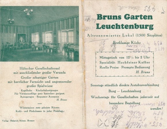 KP składana z mapami Leuchtenburg Schwanewede Dolna Saksonia, Bruns Garden, Bremer Szwajcaria