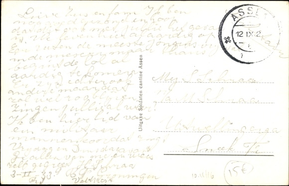 Postcard Assen Drenthe Netherlands, soldiers cantine inf. Kazerne, barracks, billiards