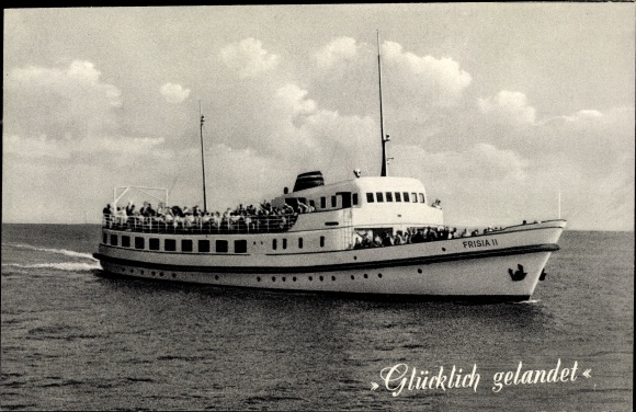 Ansichtkaart Norderney in Ostfriesland, stoomboot Frisia II, rederij Norden-Frisia