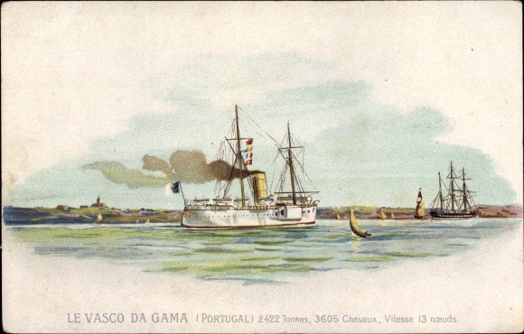 Litho Portugisisches Kriegsschiff, Vasco da Gama