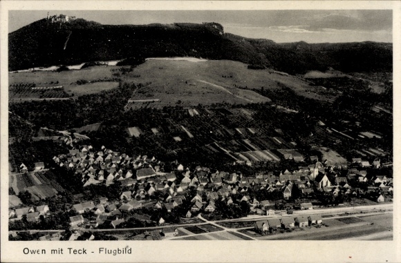 Postcard Owen unter Teck Württemberg, aerial photograph