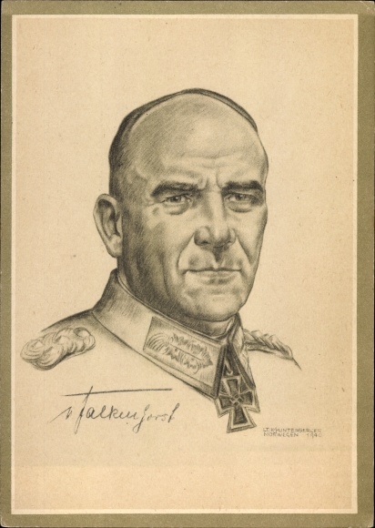 Artist PC Generaloberst Nikolaus von Falkenhorst, Knight&#39;s Cross recipient, Wehrmacht, Portrait, II. WW