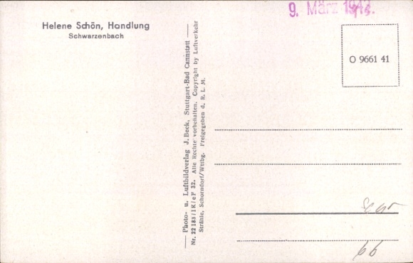 Postcard Schwarzenbach, aerial photograph