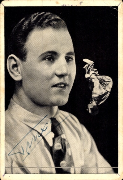 Postcard acrobat in the circus, somersault, truxa, autograph