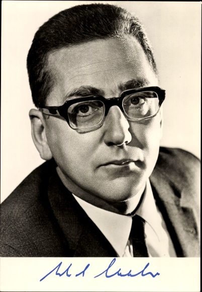 Postcard Dr. Erhard Eppler, Federal Minister for Economic Cooperation, autograph