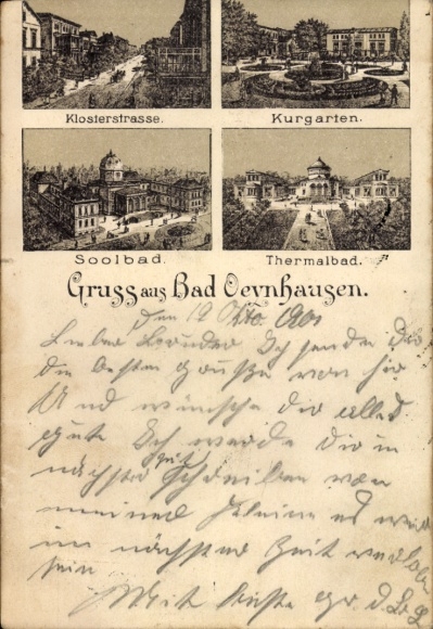 Chromo-Litho Bad Oeynhausen in Westphalia, Klosterstraße, spa gardens, spa bath, thermal bath