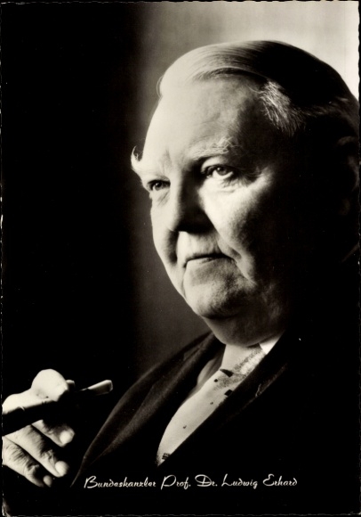 PC Chancellor Ludwig Erhard, portrait, smoking a cigar