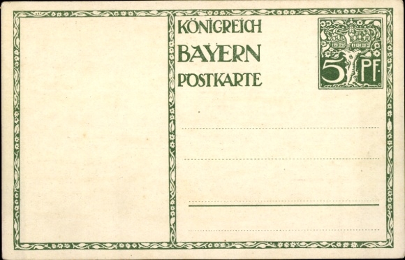 KP artysty papeterii pocztowej Diez, M., książę regent Bawarii Luitpold 1911, 5 fenigów