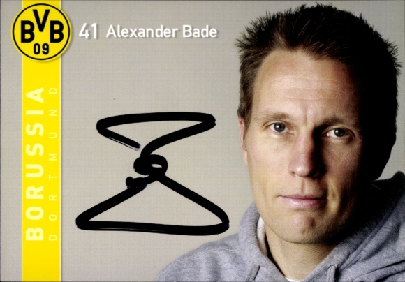 Autograph card footballer Alexander Bade, BVB 09, Borrussia Dortmund, autograph