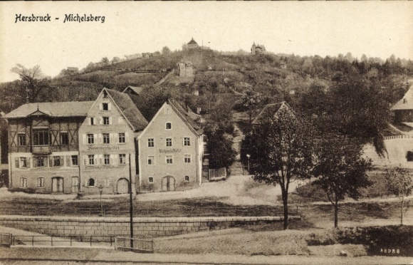Ak Hersbruck im Nürnberger Land Bayern, Blick auf den Michelsberg, Sommerkeller