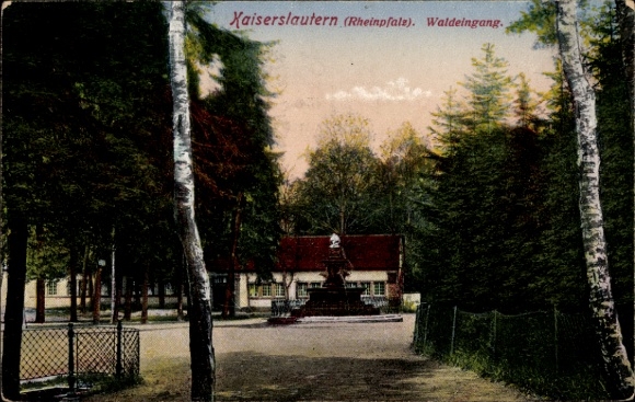 Postcard Kaiserslautern in Rhineland Palatinate, forest entrance