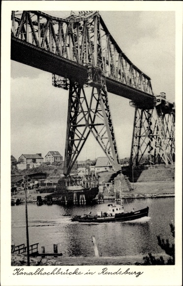 Postcard Rendsburg in Schleswig Holstein, canal bridge