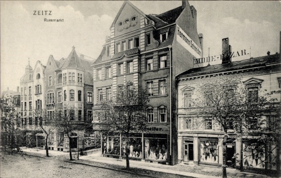 Ak Zeitz im Burgenlandkreis, Rossmarkt, Geschäftshaus Hermann Schneider, Mode-Bazar