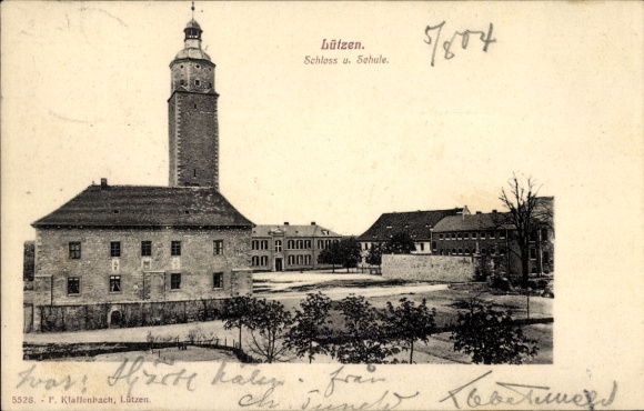 Ak Lützen im Burgenlandkreis, Schloss und Schule
