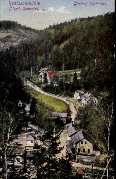 Postcard Rentzschmühle Pöhl im Vogtland, Gasthof Lochhaus