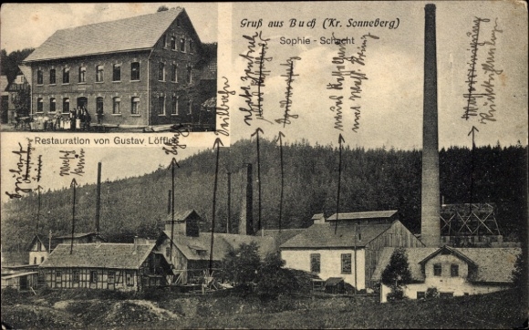 Ak Buch Föritztal in Thüringen, Sophienschacht, Restauration von Gustav Löffler