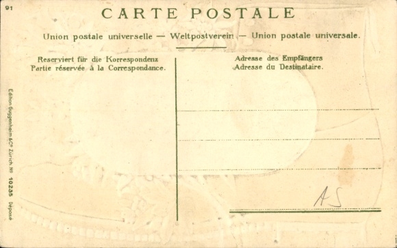 Embossed Passepartout Postcard Munich, Restaurant Platzl, hiking boots, edelweiss, gentian