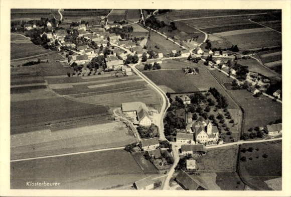 Postcard Klosterbeuren Babenhausen in Swabia, aerial photograph