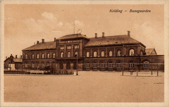 Postcard Kolding Denmark, train station