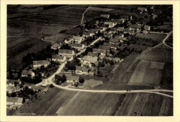 Postcard Heretshofen Herretshofen Kirchhaslach Unterallgäu, aerial photograph