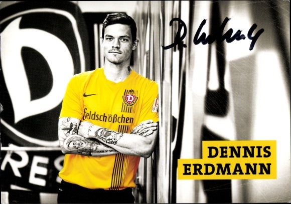 Autogrammkarte Fußballer Dennis Erdmann, SG Dynamo Dresden, Autogramm