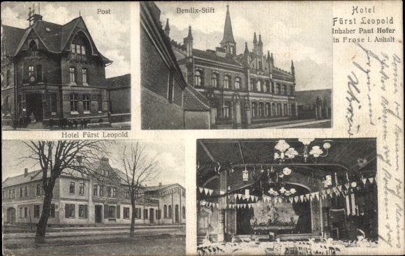 Ak Frose in Anhalt, Hotel Prins Leopold, Post, Bendix-Stift