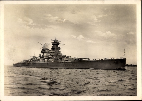 Ak Panzerschiff Admiral Scheer, Deutsches Kriegsschiff, Ansicht Steuerbord