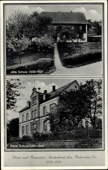 Ak Reichenbach Hohenstein Ernstthal in Sachsen, Alte und Neue Schule, Heimatfest 1938