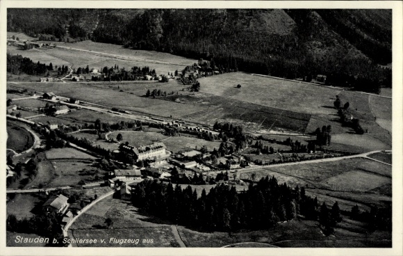 Postcard Stauden Fischbachau Upper Bavaria, aerial photograph