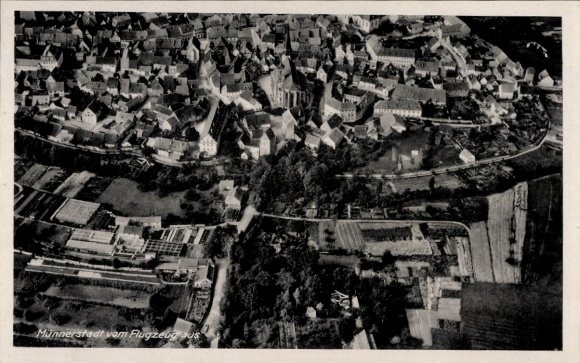 Postcard Münnerstadt in Lower Franconia Bavaria, aerial photograph