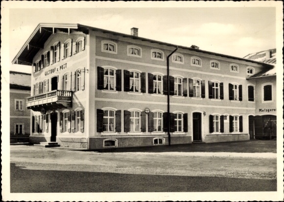Postcard Eggstätt in Upper Bavaria, inn and butcher shop Zur Post