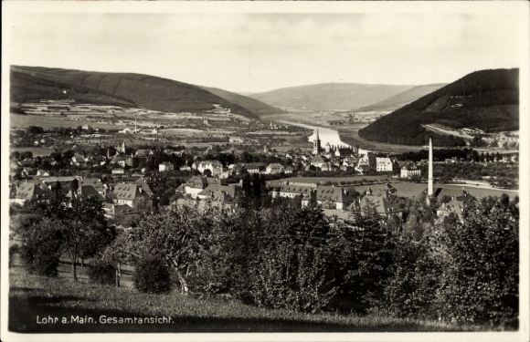 Postcard Lohr am Main Lower Franconia, general view of cityscape, landscape, architecture