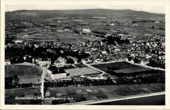 Postcard Geisenheim am Rhein Hessen, aerial photograph