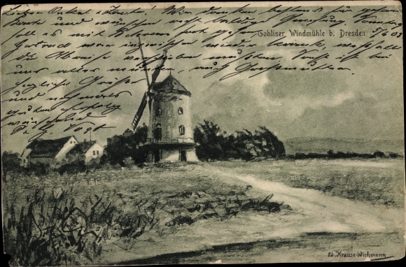 Artist PC Krause-Wichmann, Dresden Gohlis, windmill