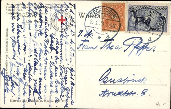 Artist Postcard Lüschwitz Koreffski, A., sailor of the Imperial German Navy, seaman, I WK