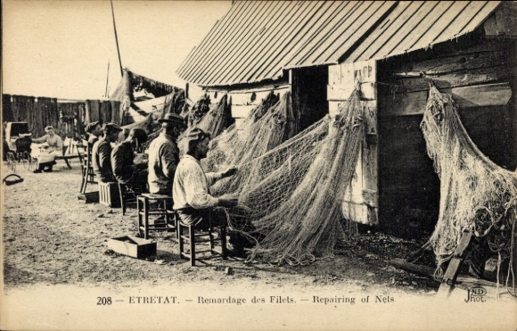 Ak Étretat Seine Maritime, Reparieren der Netze