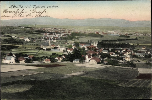 Ansichtkaart Hörnitz Oberlausitz, Panorama vd Koitsche gezien