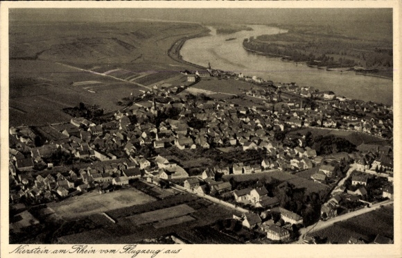 Postcard Nierstein am Rhein, aerial photograph