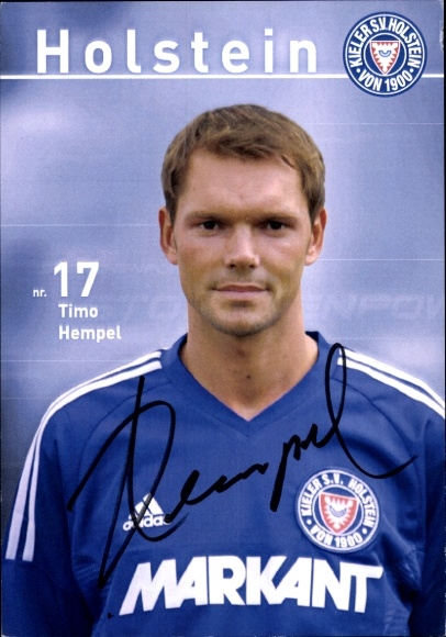 Karta z autografem piłkarza Timo Hempela, Holstein Kiel, autograf