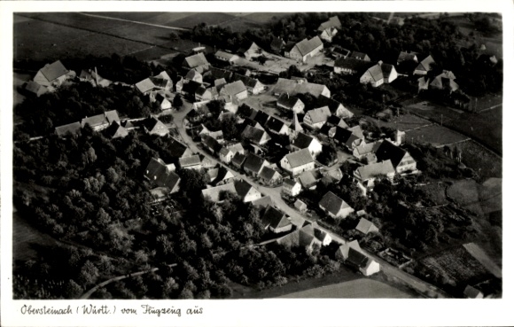 Postcard Obersteinach Ilshofen in Württemberg, aerial view of Obersteinach, many roofs, surrounding N
