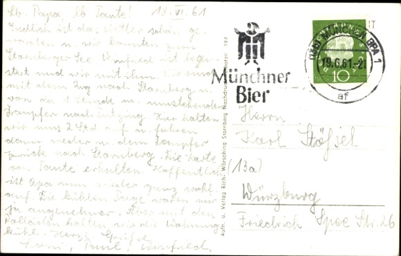 Postcard Tutzing on Lake Starnberg Upper Bavaria, motor ship Seeshaupt