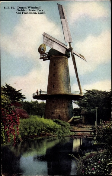 Postcard San Francisco California USA, Dutch Windmill, Golden Gate Park