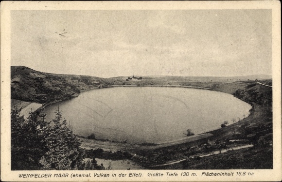 Postcard Schalkenmehren in the Eifel, Weinfelder Maar