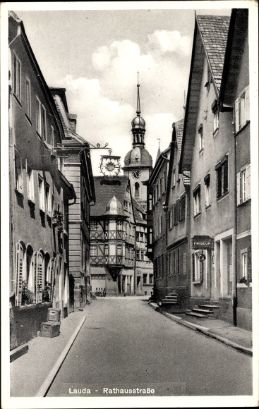 Ansichtkaart Lauda Königshofen in Tauberfranken, Rathausstrasse