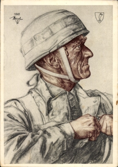 Künstler Ak Willrich, Wolfgang, Generalmajor Eugen Meindl, Fallschirmjäger, Portrait