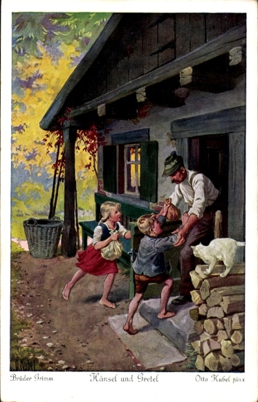 Artist PC Kubel, Otto, fairy tales, Hansel and Gretel, Brothers Grimm, homecoming