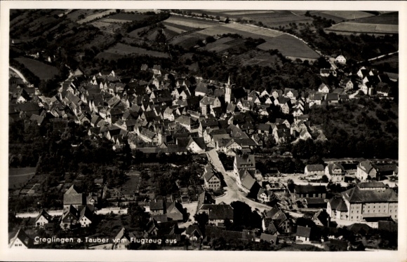 Postcard Creglingen an der Tauber, aerial photograph
